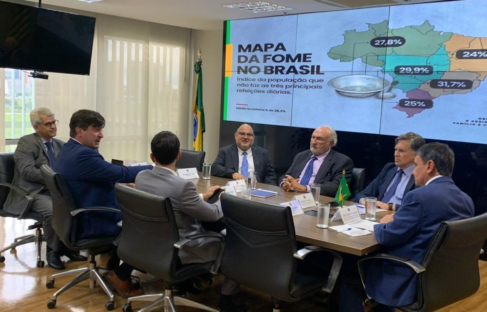 Manuel Otero, Gabriel Delgado e Jorge Werthein em reunião com o ministro Wellington Dias e equipe